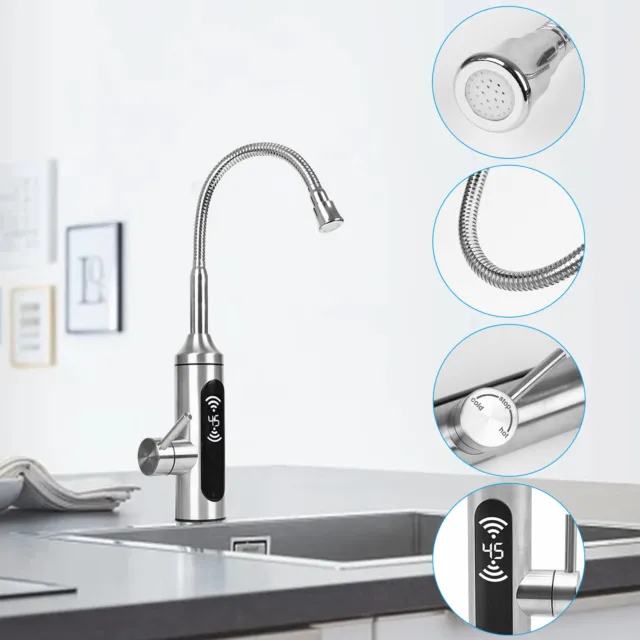 LED Elektrisch Wasserhahn Sofort Heizung Elektrischer Warmwasserhahn für Küche