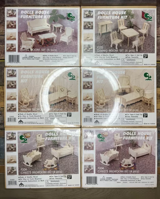 6 Set Dolls House Furniture Kit Child’s Living Room Bedroom Set F201 202 203 204