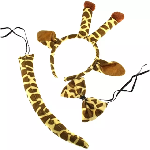 Giraffe Fancy Dress Set Ears Headband Tail Bow Tie Kit World Book Day Animal