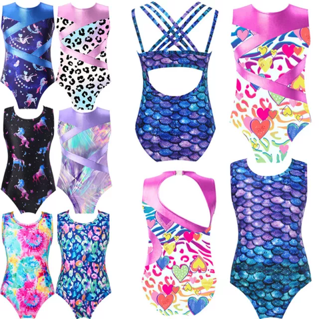 Body Danza Stampato Balletto Bambine Criss Cinghie Cross Indietro Danza Unitard