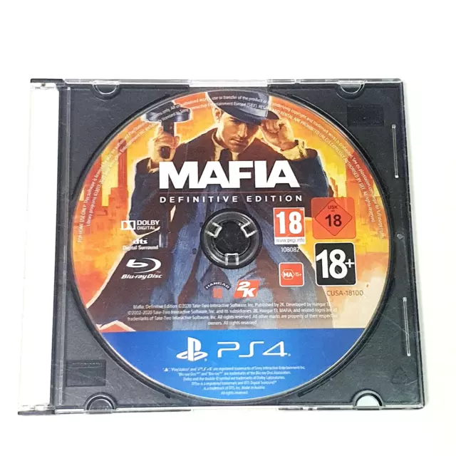MAFIA DEFINITIVE EDITION Disc Only Sony Playstation 4 PS4 Video Game $21.49  - PicClick AU