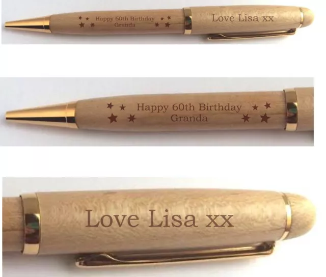 Personalised Birthday Gift For Him Engraved Wooden Pen Dad Grandad Son Present