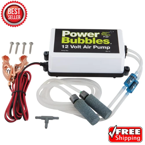12V Portable Air Pump Aerator Aquarium Salt Fresh Water Power Bubbles Aeration