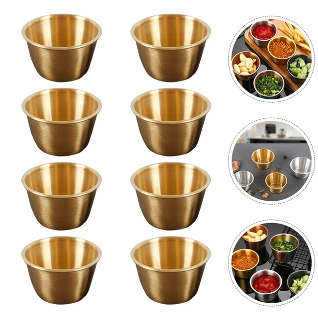 8 pezzi contenitore condimento per insalata, piccolo contenitore per spezie, bicchiere per salse in acciaio inox