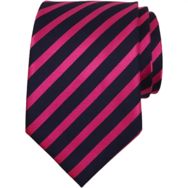 PURA SETA Mens Classic Tie 3.25 Mauve Navy 100% Silk Repp Stripe Necktie ITALY