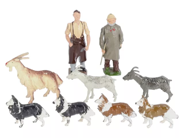 Britains Vintage 2" Assorted Die-Cast Collie Sheep Dogs, Workers, & Goats [9] EX