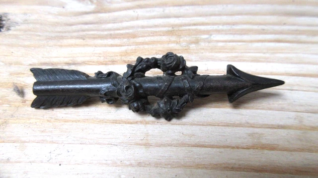 Belle Broche Ancienne 1900 En Laiton Avec Zircon - État D'usage, Dorée, Occasion