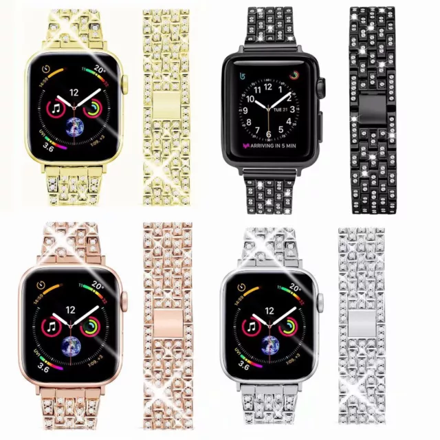 For Apple Watch Series 87654321 Band Stainless Steel Women's Bling Diamond Strap