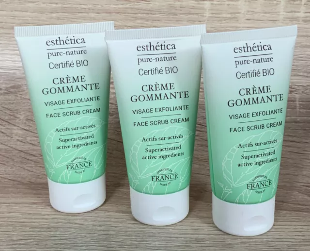 ESTHETICA PURE NATURE Crème Gommante Visage Exfoliante Lot 3 X 50ml