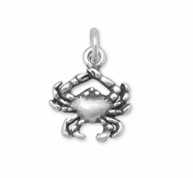 Cute Crustacean Crab Charm Pendant Mens Bikers Antique Jewelry 14K White Gold Fn