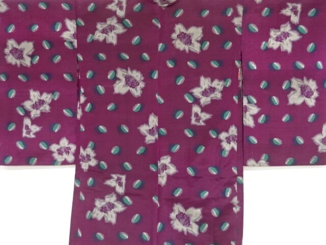 09820# Japanese Kimono / Antique Haori / Meisen / Woven Flower