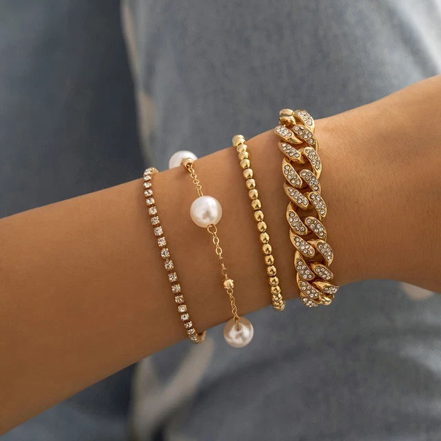 Armbänder Bastelset Mädchen Zierliche Boho-Gold-Silber-Kettenarmbänder-Set für