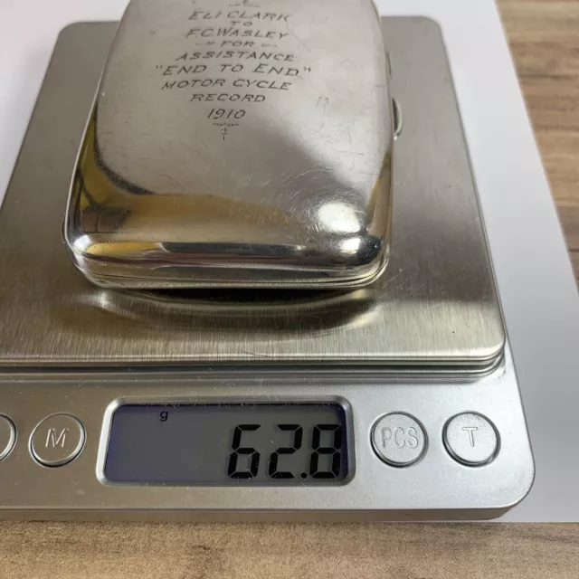 1910 Silver Cigarette Case Lands End John O Groats Motorcycle Record End To End