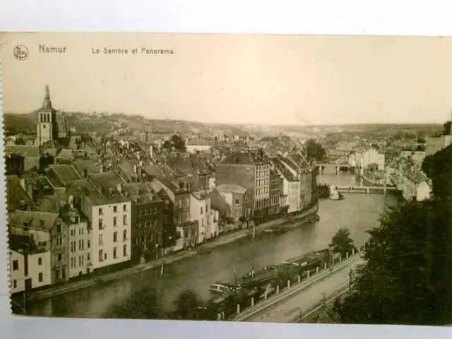 Namur. La Sambre et Panorama. Alte AK s/w. gel. als Feldpost 1918. Panoramablick