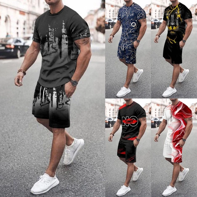 Set 2 pezzi felpa uomo maniche corte t shirts & pantaloncini abito estivo