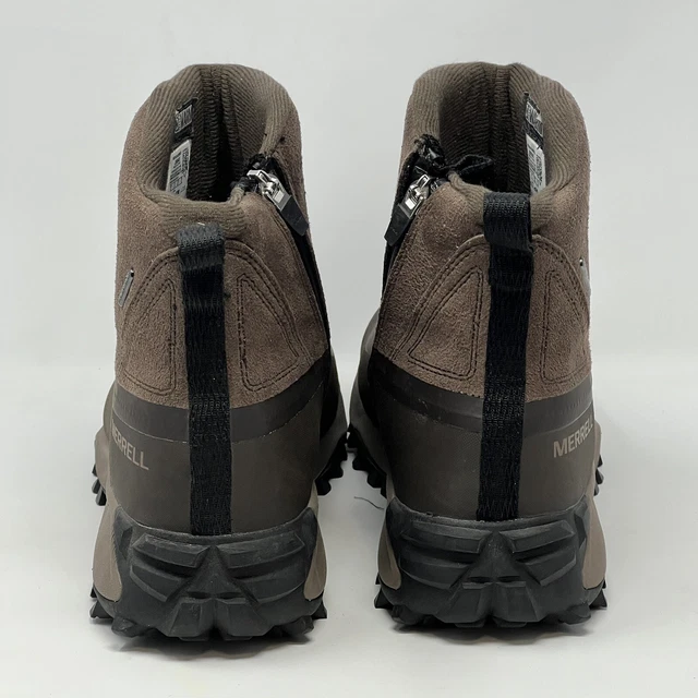 MERRELL MENS 12 Leather Boots Brown WARM 200g Insulation Snowdrift Zip