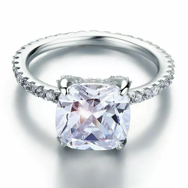 Gorgeous 3.00Ct Cushion Cut Diamond 14k White Gold Finish Engagement Ring Size 8 3