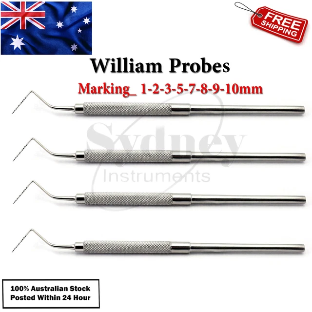 SD Instruments Williams Periodontal Probes – 5-Pack, Depth Measuring 1-2-3-5-7-8-9 Mm, Stainless Steel
