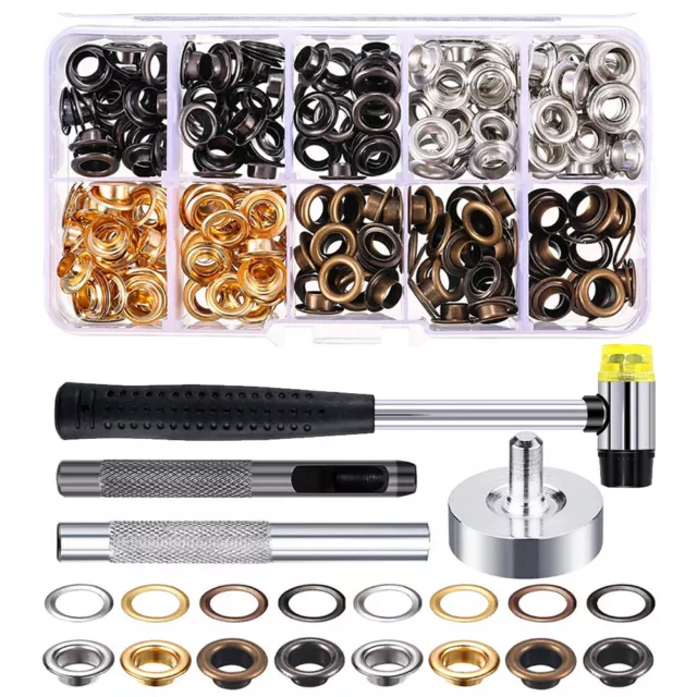 200 Set Ösen mit Scheibe 10-6mm Durchmesser Ösenzange Ösenwerkzeug DIY 10mm