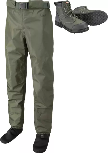 Leeda Stocking Foot Breathable Profil Fly Fishing Waist Waders with Wading Boots