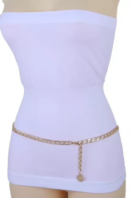 Women Gold Metal Chain Arabian Style Fashion Waist Hip Belt Coin Charm M L XL