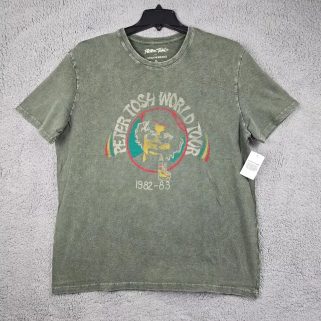 Lucky Brand Peter Tosh Shirt Adult Extra Large Xl Green Reggae Mens Casual Nwt