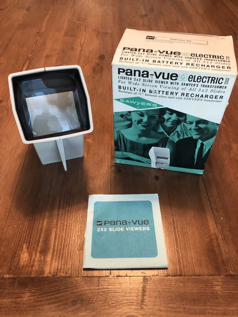 Vintage Sawyers Pana-Vue Lighted 2x2 Slider Viewer w/ Box - Works w/ C-Batteries