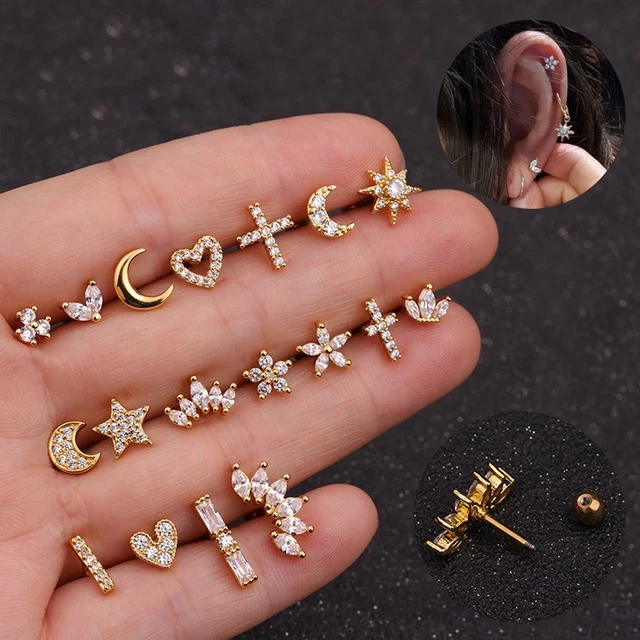Orecchini Tragus Gioielli Corpo Argento Oro CZ Piercing Orecchini Orecchini