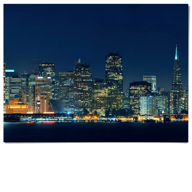 Panorama XXL Wandbild San Fancisco Skyline bei Nachts, Bilder USA Kalifornien