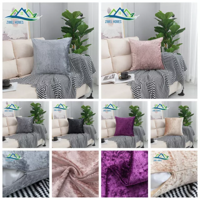 NEW Crushed Velvet Cushion Covers Luxury Plain 17"X17", 20"X20" 22"X22", 24"X24"