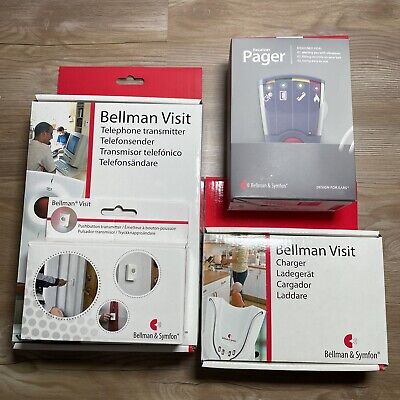 Transmisor de puerta y teléfono Bellman Visit con receptor de buscapersonas vibratorio y juego de cargador