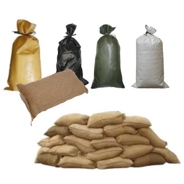Pack of 75 all types Yuzet Sand Bags With Ties Flood Protection Sack Sandbag