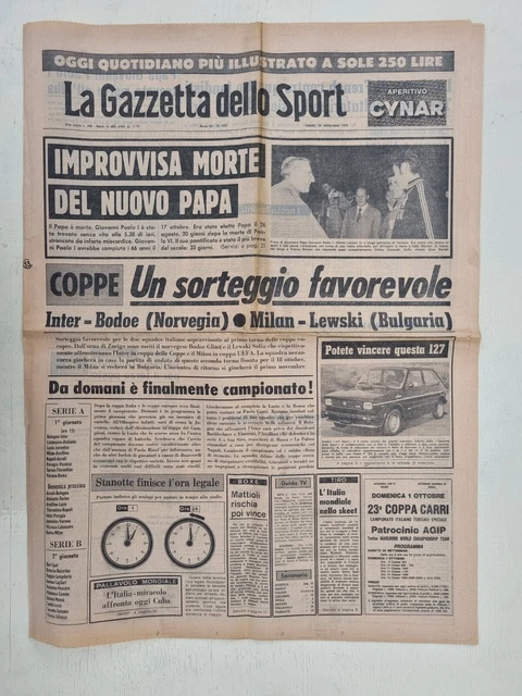 GAZETTA DELLO SPORT 27 SEPTEMBRE 1978 GLASGOW RANGERS