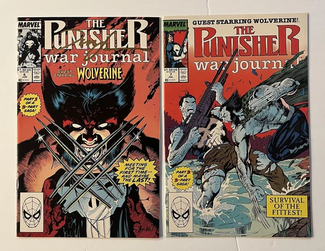 Punisher War Journal #6 & 7 Marvel Comic Lot Wolverine Covers Signed by Jim Lee