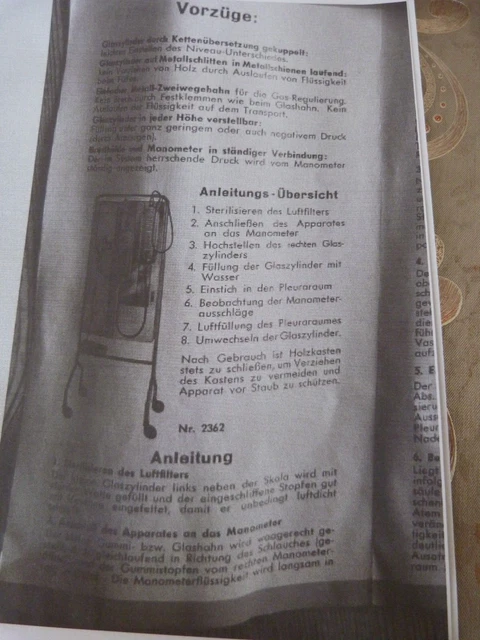 Antiker Pneumothorax Apparat für Ärzte von Prof. Dr. Erich Leschke um 1930 9