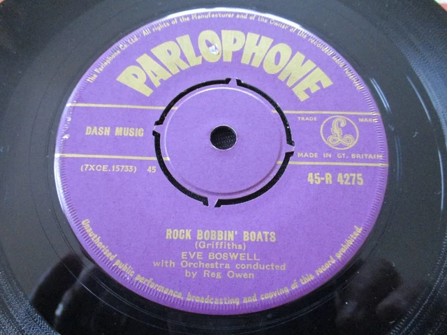Eve Boswell "Rock Bobbin Boats -Tra La La" 1957 Gold Label Parlophone Pop 45 Vg+