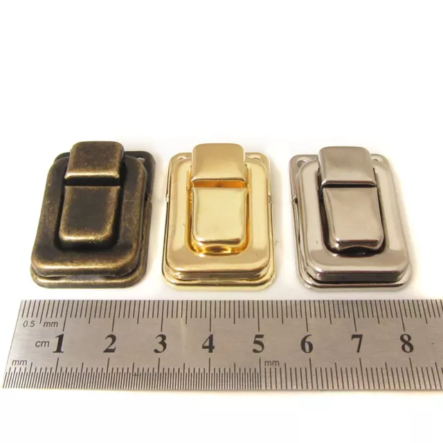 10pc JEWELLERY LATCH CATCH CLOSURE BOX  "3 COLOURS" CIGAR LID CLASP 37mm x 25mm