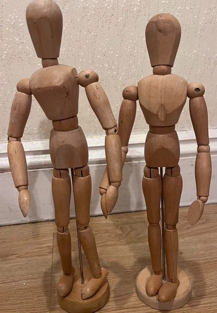Man And Women Wooden Articulated Mannequin Statues 33cm All moving parts