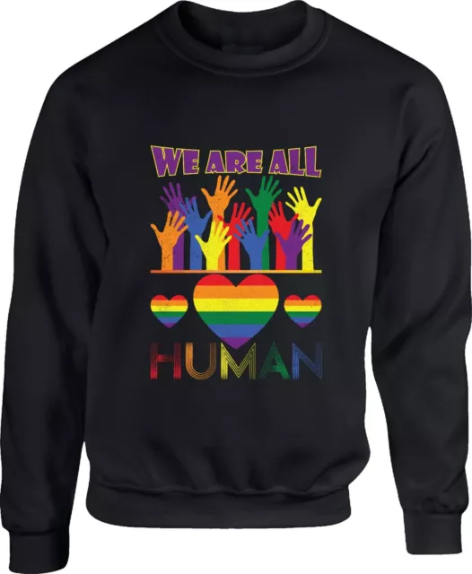 LGBT Pride Month Jumper We Are All Human Rainbow Gay Pride Awareness Sweatshirt