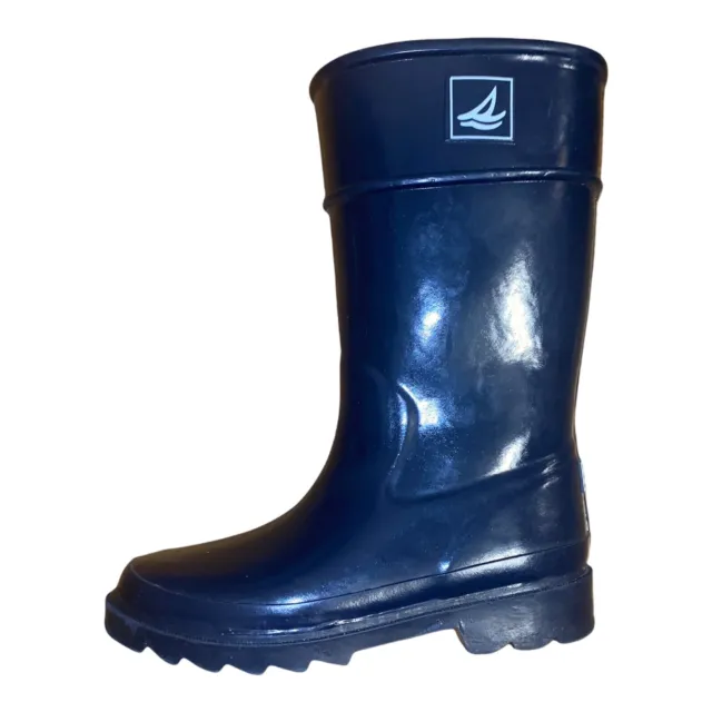 Sperry Top-Sider Boys Pelican Navy Blue Waterproof Rubber Rain Boots (Size: 12)