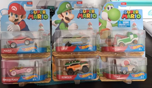 Hot Wheels 2017 Super Mario Character Cars Set of 7