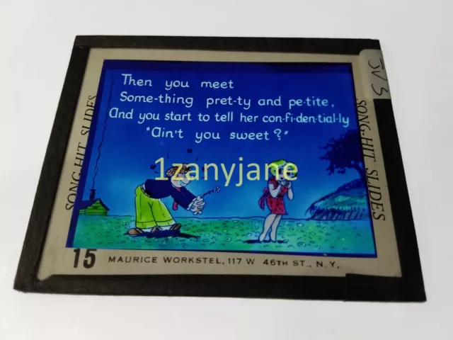 Glass Magic Lantern Slide SONG HIT SLIDE JVS NY THEN YOU MEET SOMETHING PRETTY