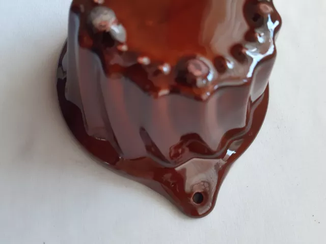 Vintage Retro 1970's Brown Glazed French Pottery Jelly Mould Perfect Condition 3