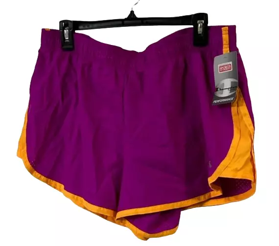 Champion Cambio Donna Intrecciato Pantaloncini Corsa con Slip, Lampone/Giallo,