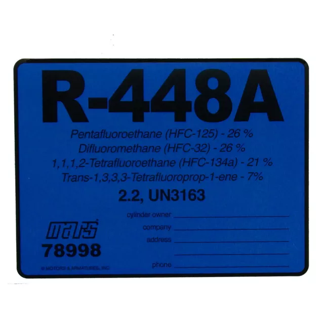 R-448A / R448A Label # 78998 , SOLD EACH