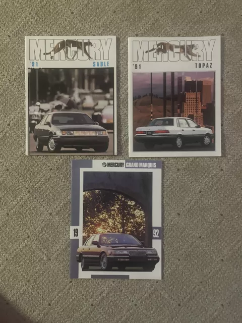 1991 & 1992 Mercury Sable Topaz Grand Marquis Sales Brochure Lot