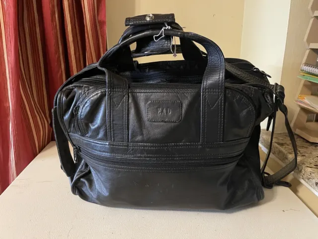 Estate Vintage TUMI Alpha Black Leather Briefcase Carryon Bag Expandable Zip