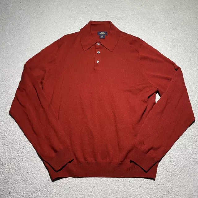 Brooks Brothers Merino Wool Collared Sweater Mens Medium Red Long Sleeve