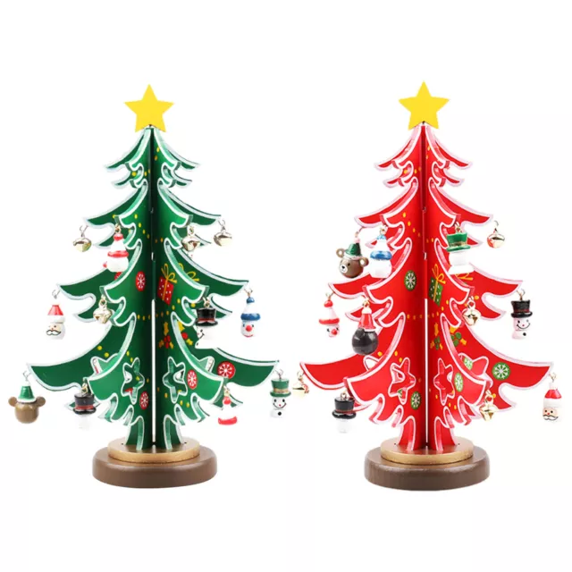 Mini Wooden Tabletop Christmas Tree Kids DIY Small Wooden Christmas Tree Decor