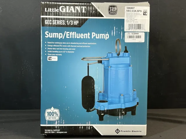 Little Giant 506807 Sump/Effluent Pump Automatic 6EC Series 1/3 HP 1-1/2" Sealed